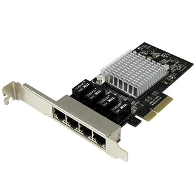 Imagen de StarTech ST4000SPEXI Tarjeta Adaptador de Red PCI Express E Ethernet Gigabit con 4 Puertos RJ45 1 Gbps y Chipset Intel i350