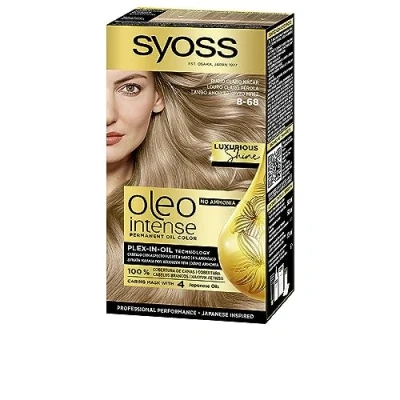 Imagen de Syoss Oleo Intense 8 68 Rubio Claro Nacar Coloración permanente Sin Amoníaco Cobertura profesional de canas Resultados peluquería