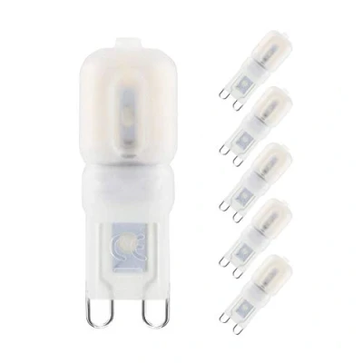 Imagen de WULUN lámpara LED G9 de 3W, 300 lúmenes, 3000k Bombilla sin parpadeo blanco cálido, no regulable, ángulo 360, AC 220 240V, halógena reemplazo 30w, lote 6...