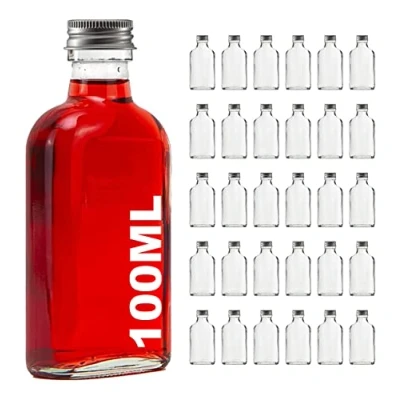 Imagen de casavetro botellas de cristal vacías 100 ml, 30 unidades, licor con tapón rosca, botella vino, licor, vinagre o aceite, para rellenar, 0,1 litros (30 x