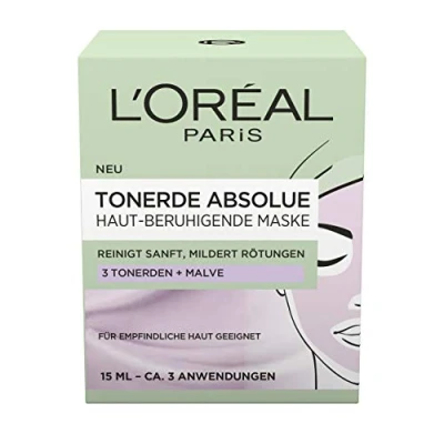 Imagen de L&#039;Oréal Paris Tonerde Absolue Mascarilla calmante para la piel, 2 unidades (2 x 15 ml)