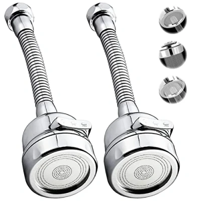 Imagen de Aireador grifo cocina 2 uds con 3 modos de salida agua manguera acero inoxidable flexible adaptador difusor alcachofa boquilla extensor