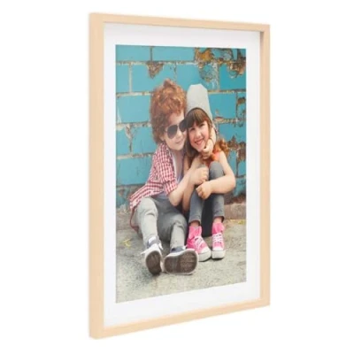Imagen de PHOTOLINI 3D Marco de Fotos 50x70 cm para Rellenar, Natural, con Profundidad Objetos hasta 1,5 cm, Madera MDF paspartú y Cristal Manualidades como Regalo