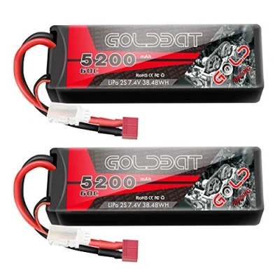 Imagen de GOLDBAT 2S RC Battery 7.4V 60C 5200mAh LiPo Hardcase Pack with Deans T Plug for Car Evader Truggy Buggy Helicopter Bx Auto LKW Truck Hobby (2Packs)