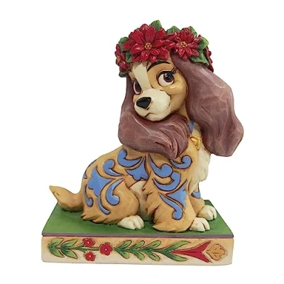 Imagen de Enesco Jim Shore Disney Traditions Figura de Corona Acebo Navidad Dama y el vagabundo, 4.25 Pulgadas, Multicolor