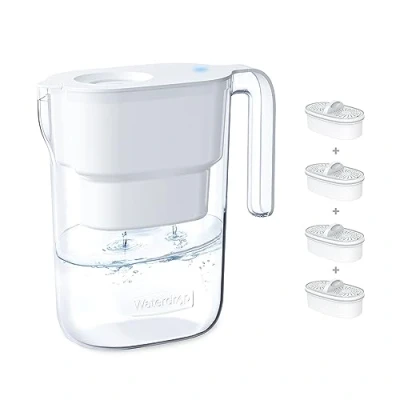 Imagen de Waterdrop Certificado NSF Jarra con Filtro de Agua para Refrigerador 2.5L 4 90 Días, Sistema Filtración Múltiples Etapas, Reduce el Sabor y Olor a Cloro, Sin BPA, Blanco