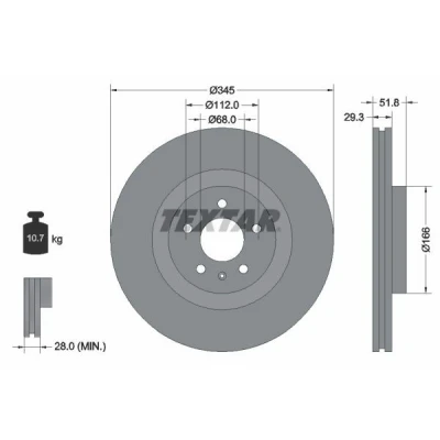 Imagen de TEXTAR PRO+ 92160205 Disco de freno AUDI: A5 B8 Coupé, Q5, A4 Avant