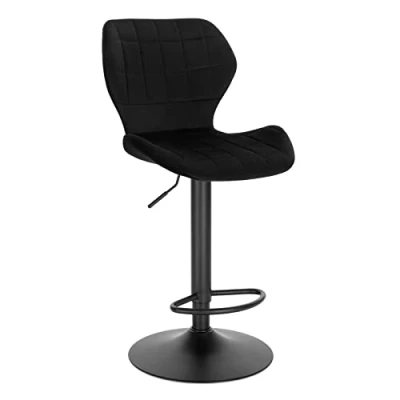 Imagen de WOLTU 1X Taburete de Bar Giratorio 360 Taburetes Altos Terciopelo con Respaldo y Reposapiés Silla Barra Cocina Ajustable en Altura 60 82 cm,Negro BH324sz 1