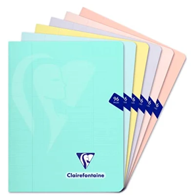 Imagen de Clairefontaine 308741C Mimesys PASTEL cahier piqué polypro 17x22cm 96p séyès coloris assortis PAQ DE 10