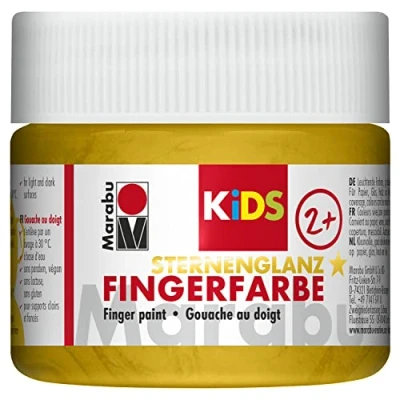 Imagen de Marabu 03030050784 KiDS pintura de dedos oro metálico 100 ml, a base agua, sin parabenos, vegana, lavable, para niños partir 3 años