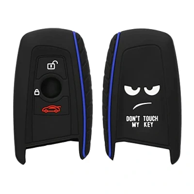 Imagen de kwmobile Funda Compatible con BMW Llave de Coche Control Remoto 3 Botones (Solo Keyless Go) Carcasa Protectora Silicona para Case en Blanco/Negro/Azul