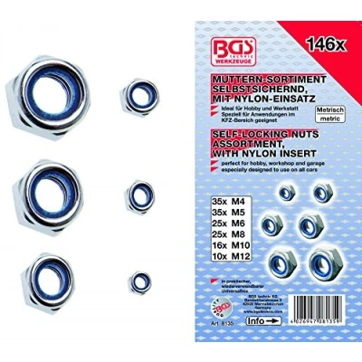 Imagen de BGS 8135 Surtido de tuercas hexagonales autoblocantes 146 piezas