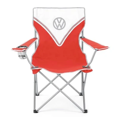 Imagen de Board Masters VW Collection Silla Plegable de Camping con portavasos T1 Camper Bus 85 cm (Classic Bus/Rojo)