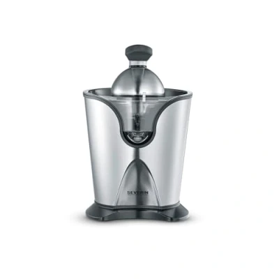 Imagen de SEVERIN Exprimidor manual de cítricos con regulador pulpa, exprimidora alto rendimiento, zumera para usar palanca o a mano, acero inoxidable/negro, CP 3544