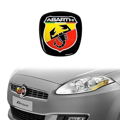 Imagen de Abarth 21559B Adhesivo 3D Oficial Escudo para Fiat Bravo, Logo Frontal, 75 x 69 mm, Rojo