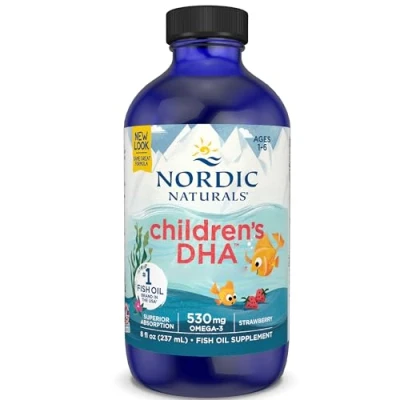 Imagen de Nordic Naturals, Children&#039;s DHA, 530mg Omega 3 de Aceite Hígado Bacalao, Sabor Fresa, con EPA y 237ml, Testado en Laboratorio, Sin Soja, Gluten, No GMO