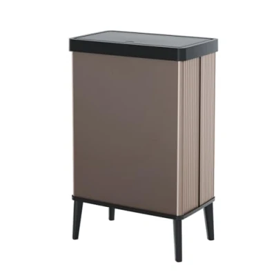 Imagen de CURVER Verto Cubo de basura alto 54 L, 43,5 x 26,5x 68,7cm, tapa a presión, diseño elegante, fácil montar, apto para reciclaje, rosa perla