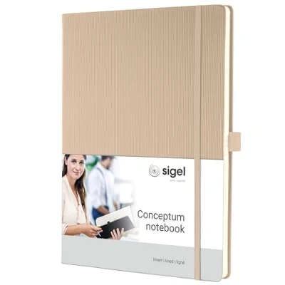Imagen de SIGEL CO641 Cuaderno premium a líneas, A4, tapa dura, beige Conceptum