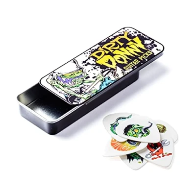 Imagen de JIM DUNLOP Púas Dirty Donny, Caja en Metal de 6, Blanco, 0,60mm