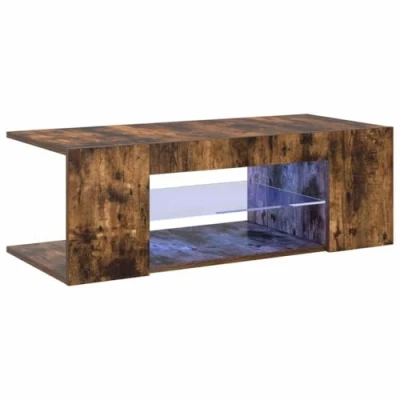 Imagen de vidaXL Mueble de TV con Luces LED Color Roble Ahumado 90x39x30 cm