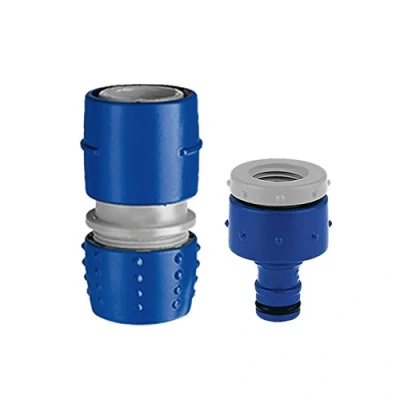 Imagen de Tatay Kit de Grifo (Racor + Conector) Top line para Mangueras 1/2&quot; (12.5mm), 5/8&quot; (15mm), Racor Hembra 3/4&quot; 1/2&quot;, Fácil Instalación, Protección Solar, Azul