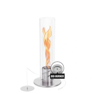 Imagen de höfats Spin 1200 Silver NUEVO modelo con larga duración de combustión gracias a la innovadora tecnología combustión: chimenea bioetanol líquida, fuego mesa acero inoxidable, cálida