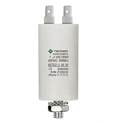 Imagen de Condensador de arranque para motores eléctricos, 450V, capacidad: 7µF, 4 pines / M8
