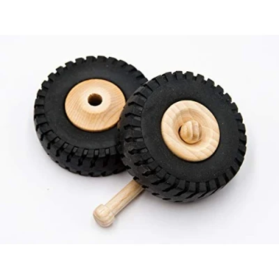 Imagen de 2 ruedas de madera JOWE® 72 mm con perfil goma Rueda haya neumáticos x 27