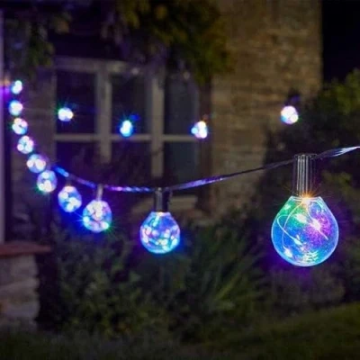 Imagen de Garden Mile Guirnalda de luces LED impermeables para exteriores, interiores y jardín, juegos 10 20 exteriores (festón luciérnagas, multicolor, 10)