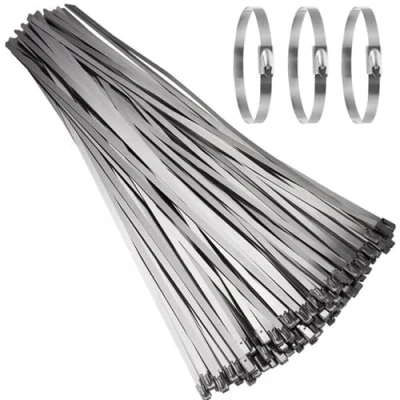 Imagen de LCOUACEO Bridas Metalicas 100 Piezas, 500mmx4,6mm de Acero Inoxidable, Multiusos Inoxidable para Fijación Tuberías, Reparación Cercas y Atado Cables