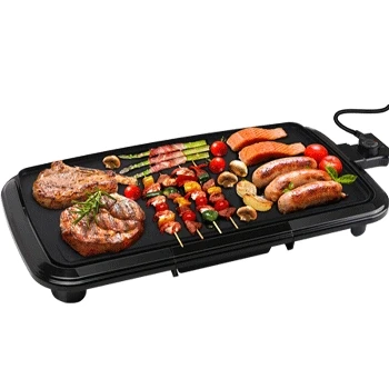 Imagen de Aigostar Varmo 30CEY Plancha de asar antiadherente superficie 50 x 27 cm, potencia 2000W, temperatura ajustable, bandeja recoge aceite extraíble