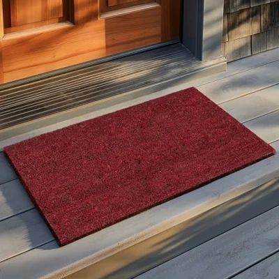 Imagen de Entrando Felpudo de fibra coco óptima para exteriores antideslizante, resistente a la intemperie, exterior rojo, 50 x 80 cm, gran alfombrilla exterior,