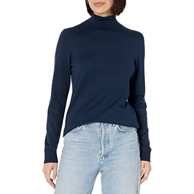Imagen de Amazon Essentials Jersey de Cuello Vuelto, Manga Larga, Ligero y Ajuste Clásico (Disponible en Tallas Grandes) Mujer, Azul Marino, 5XL Grande