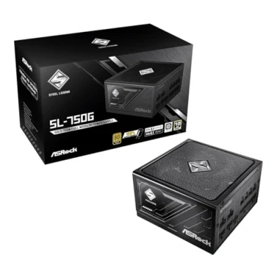 Imagen de Fuente ALIMENTACION ASROCK CL 750G,PSU,750W,80 Plus Gold,120MM,Active PFC,PCI E 5.1 (12+4pin) x1,PCI (6+2 Pin) x4,SATA (5 x4
