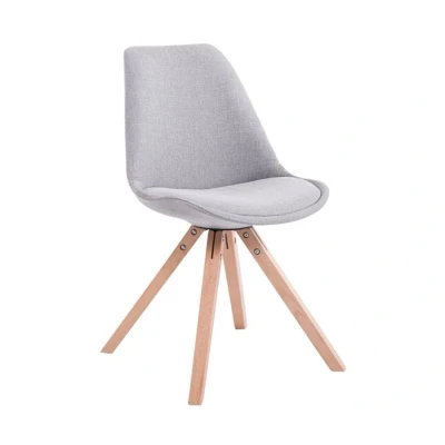 Imagen de Silla de Visita Toulouse Squar en Tela I Comedor con Respaldo Espera Base Madera Butaca Salón Nórdica Color:, Color:Gris, Color del Marco:Natura
