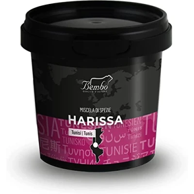 Imagen de Harissa Mezcla Bembo 80 g Salsa de Inconfundible Sabor Picante para Carnes, Pescados, Verduras, Pasta y como con Pan Sin Conservantes