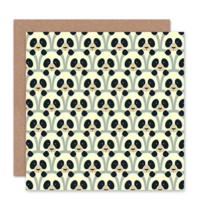 Imagen de Wee Blue Coo PANDAS ABSTRACT PATTERN BLANK GREETINGS BIRTHDAY CARD ART