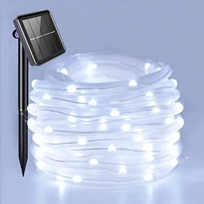 Imagen de Ovker Manguera de Luces Exteriores Solar, 10m 100 LED Guirnaldas Exterior 8 Modos IP65 Impermeable Cuerda Solares al Aire Libre Decoración para Jardin Navidad Dormitorio Casa(Blanco)