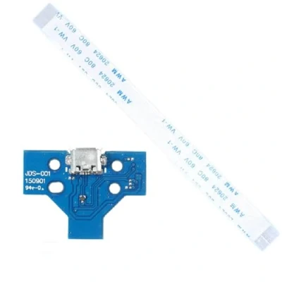 Imagen de BARAC Placa Conector de Carga Puerto Micro USB para Mando PS4 JDS 001 Reemplazo PlayStation4 + Cable Flex 14 Pin