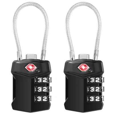 Imagen de Blendura Candado Maleta Viaje 2 Picks, TSA Contraseña de 3 Dígitos, TaquillaGimnasio para Maletas Mochila Equipaje