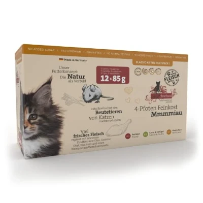 Imagen de catz finefood Kitten Multipack I Comida húmeda para Gatos, Gatos jóvenes, sin Cereales y azúcar con Alto Porcentaje de Carne (12 Bolsas 85 g)