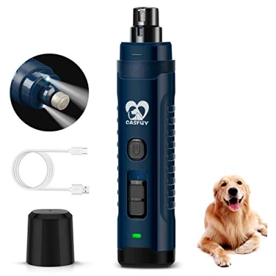 Imagen de Casfuy Lima de uñas Eléctrica para Perros con 2 Luces LED Grandes y medianos, Cortador eléctrico velocidades Mascotas, Herramienta Recargable el Cuidado alisado Patas