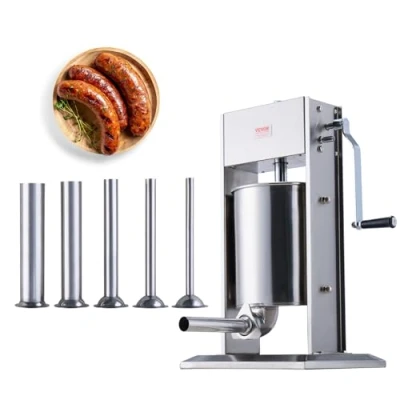 Imagen de VEVOR Embutidora Manual de Salchichas Capacidad 10 L Máquina Vertical Acero Inoxidable con 5 Tubos Relleno para Churros Restaurante Supermercado Cocina