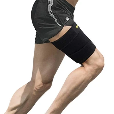 Imagen de Musleras para Hombre, Neopreno Soporte Muslo, Adjustable Muslera de Isquiotibiales Férula Compresión con Tiras Antideslizantes, Alivio del Dolor Cadera Ingle Tensos