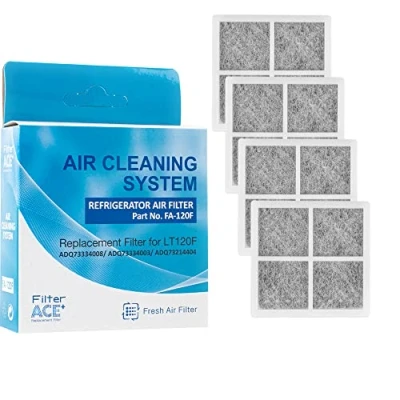 Imagen de ACE+ FA 120F Filtro de aire para frigorífico compatible con LG Pure N Fresh ADQ73214405 ADQ73214404 ADQ73214408 LT120F Sistema antibacteriano antiolor Pur Air (4 unidades)