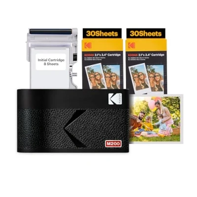 Imagen de KODAK Mini 2 ERA 4PASS Impresora de Fotos Portátil (5,3x8,6cm) (Impresora + Pack con 68 Hojas (8 Iniciales 60 Hojas), Negro)