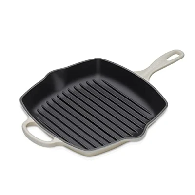 Imagen de Le Creuset Sartén skillet cuadrada grill de hierro fundido, 26 cm, Meringue, 20183267160422
