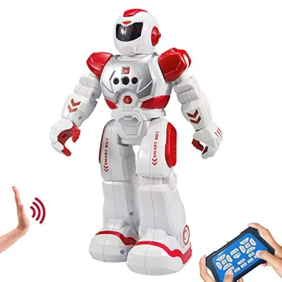 Imagen de HUSAN Infantil Robot de Control Remoto niños, Baile Inteligente con Juguetes infrarrojo,programable,Ojos LED, Canto Caminando Regalo,Kit (Rojo)