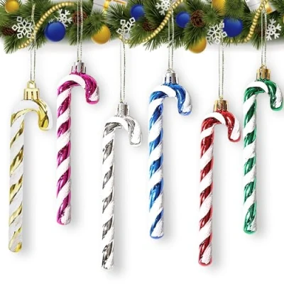 Imagen de 6 Piezas bastón Caramelo,Colgante de Caramelo,Bastón Caramelo Navidad,Bastones Decoracion Navidad,para Decoración Árbol Navidad Hogar Caramelo. (Color)