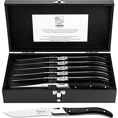 Imagen de Laguiole Style de Vie Luxury Line Cuchillos para carne (6 piezas, madera ébano)
